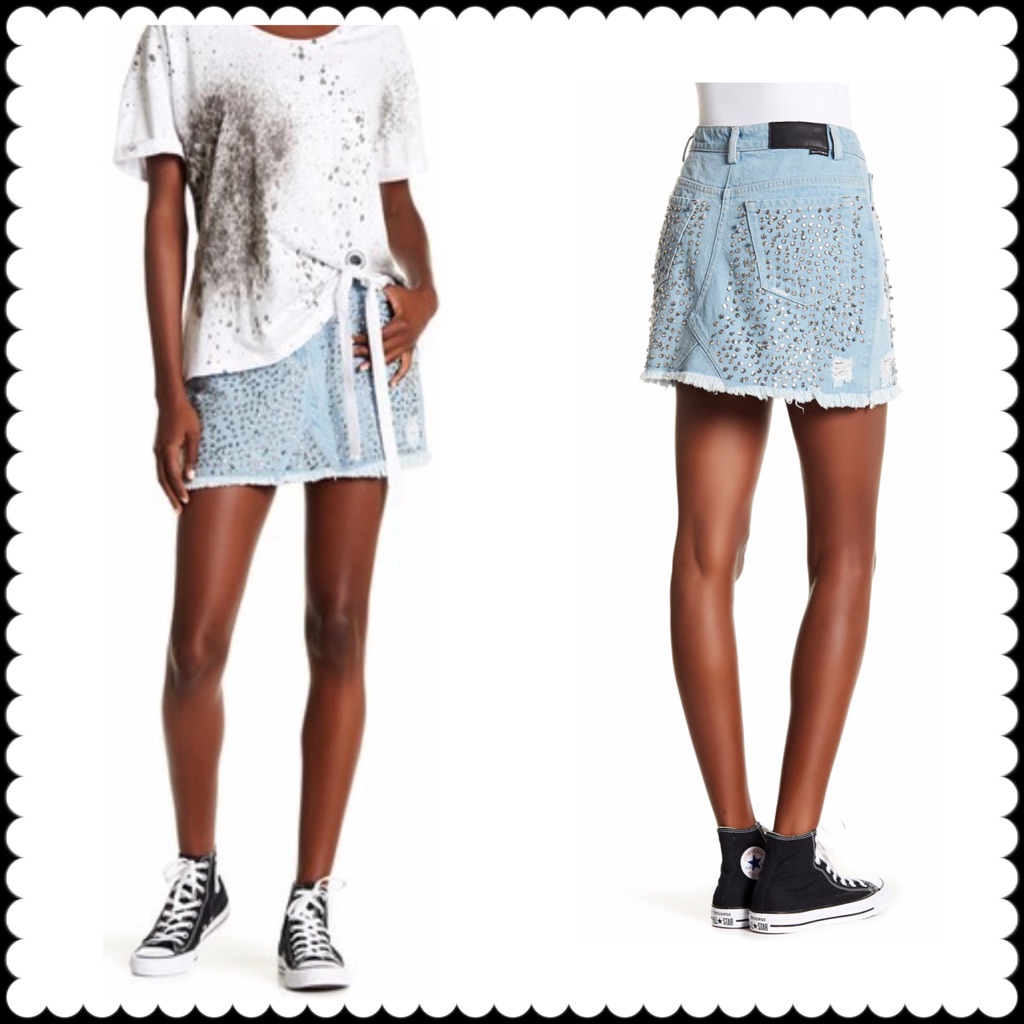 Religion Dash Jean Skirt Sequins Sz Small New